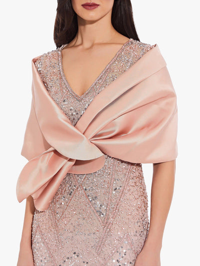 Mikado Wickelponcho in Blush für Abendmode