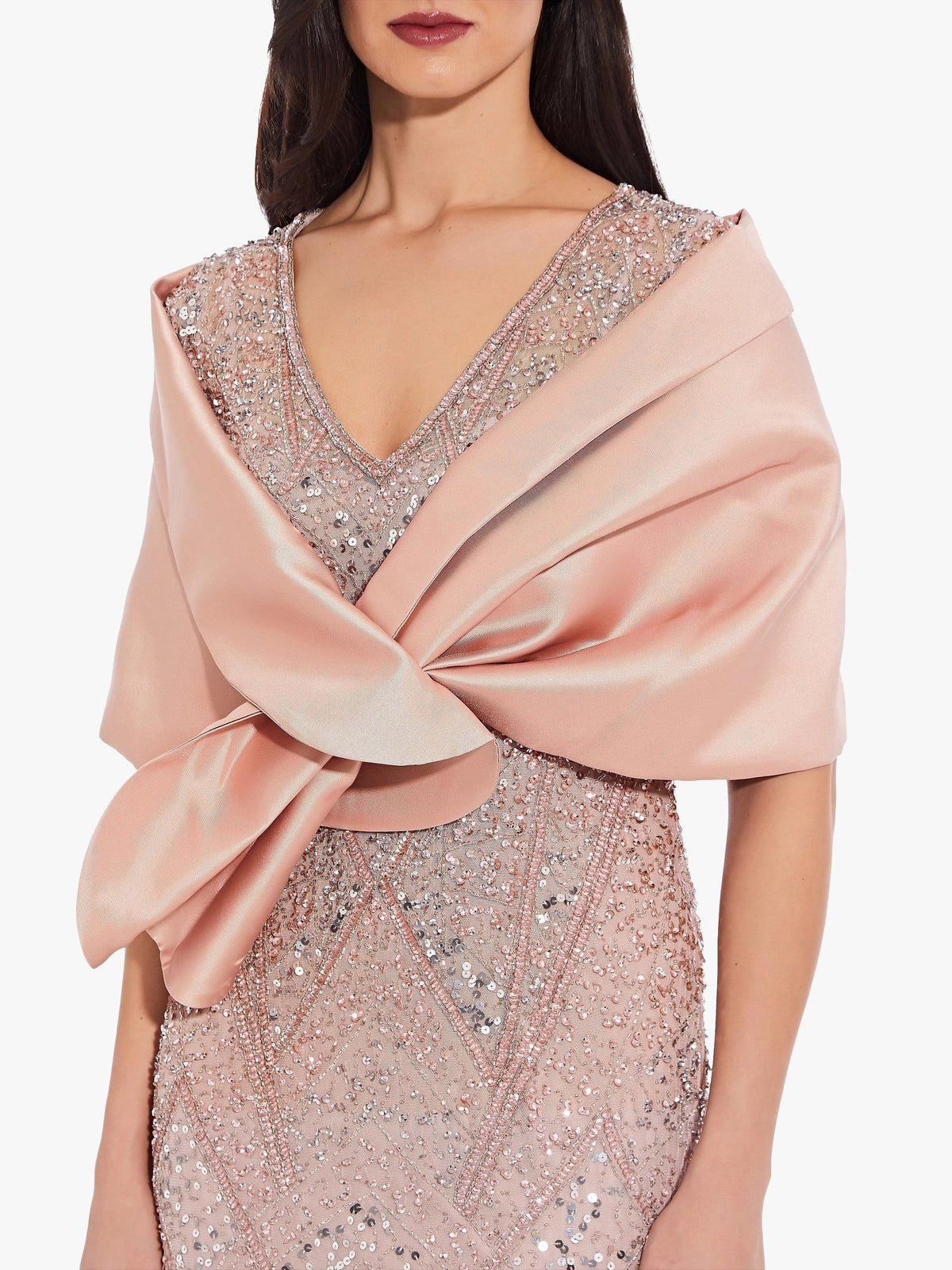 Mikado Pull-Through Wrap in Blush for Evening Wear
