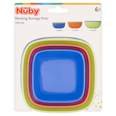 ASDA Nuby Nesting Baby Food Storage Pots with Lids 6+ Months- Buy online at McGrocer