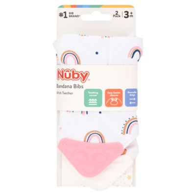 Nuby Bandana-Lätzchen mit Beißring ab 3 Monaten, 2er-Pack