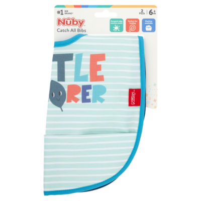 Nuby Catch All Bibs 6m+, imported from the UK