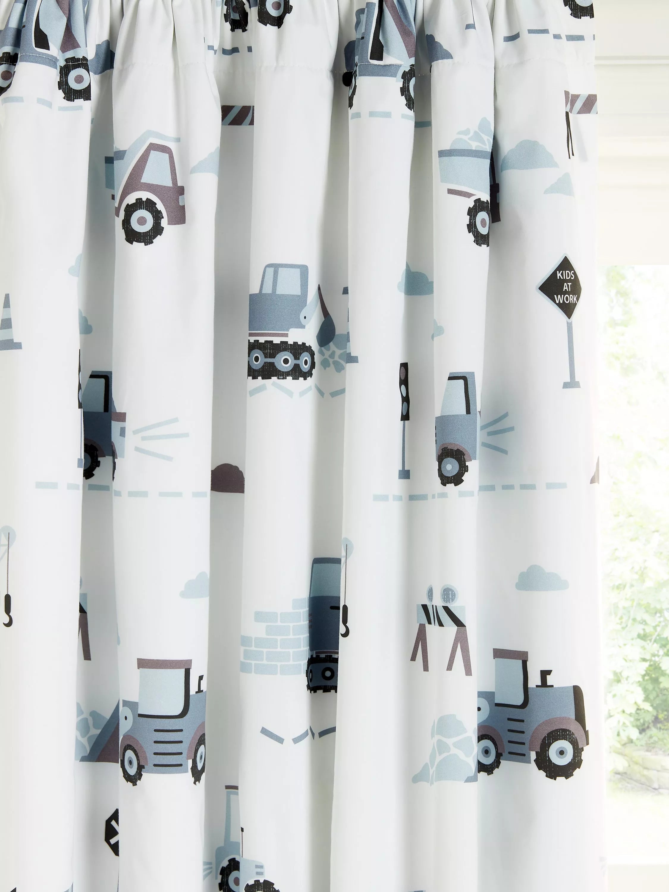 John Lewis construction print children's curtains with blackout lining (British brand)