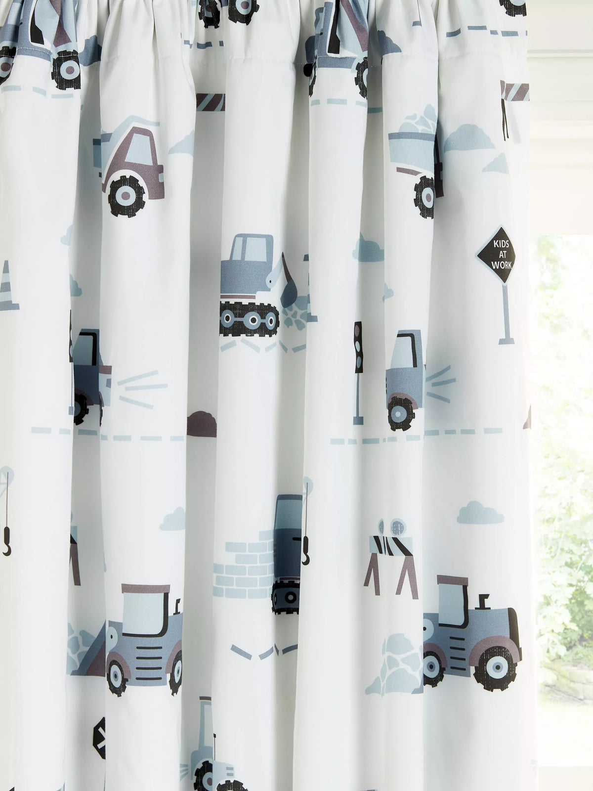 John Lewis construction print children's curtains with blackout lining (British brand)