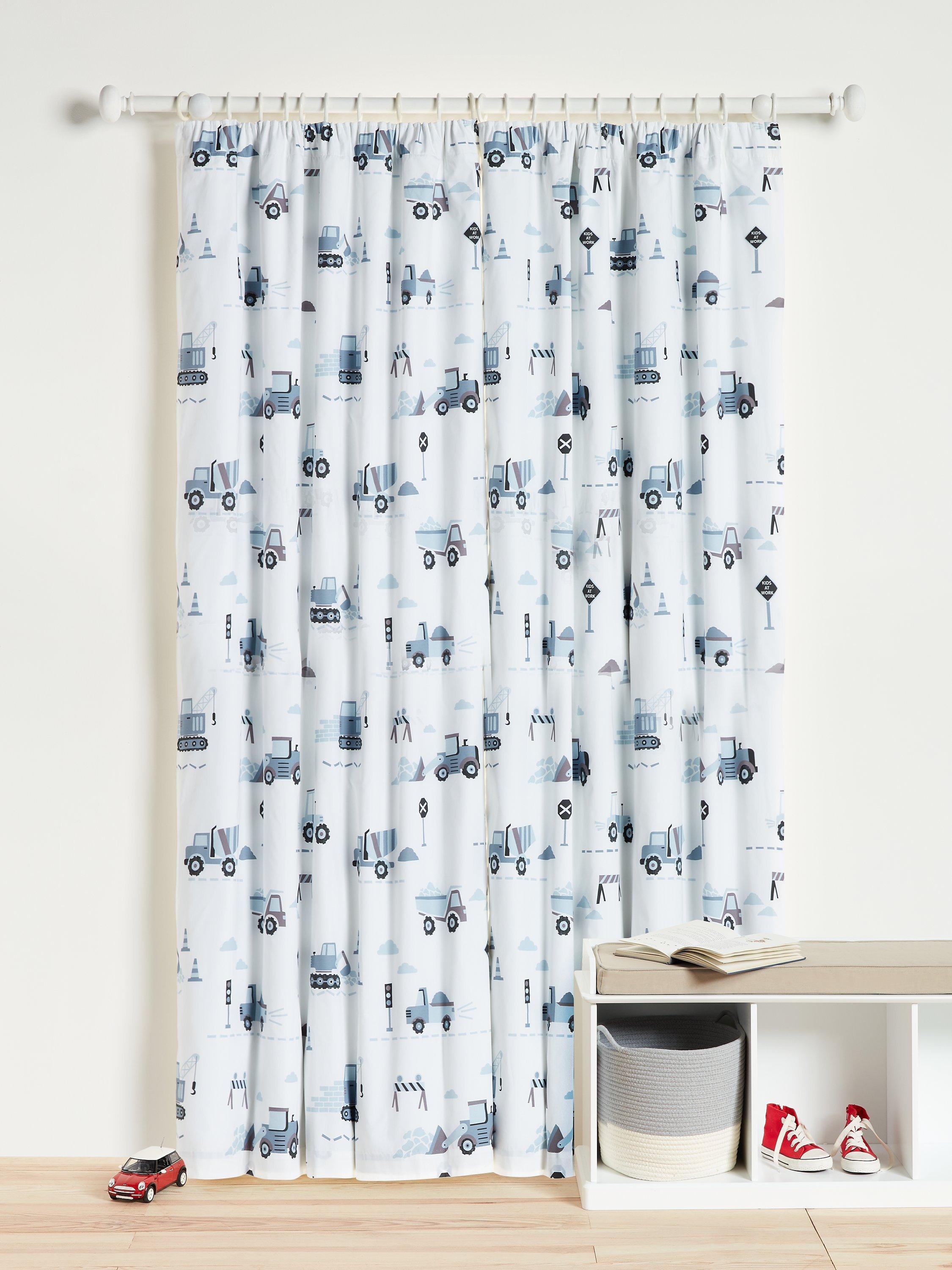 John Lewis construction print children's curtains with blackout lining (British brand)