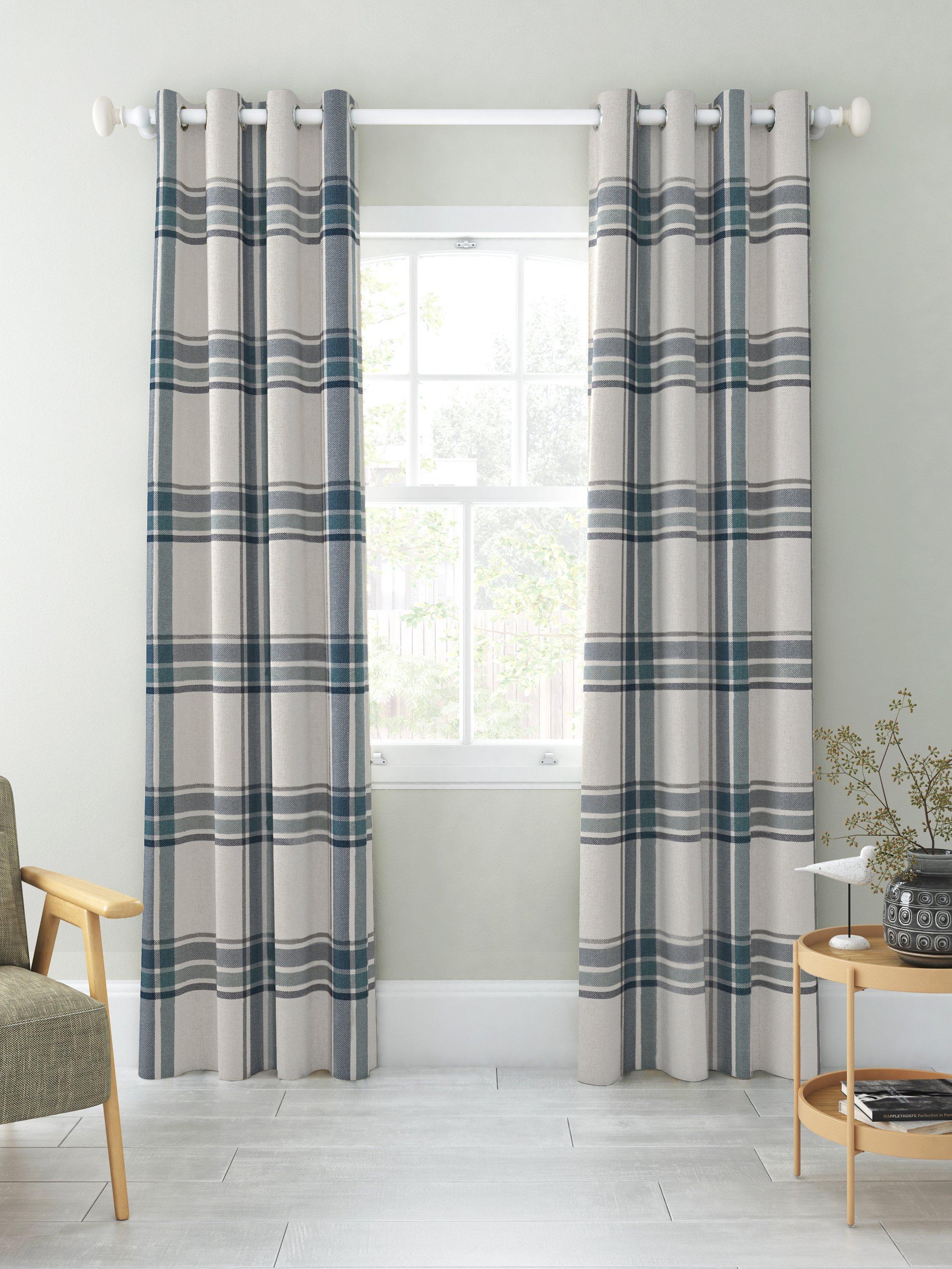 John Lewis Afton check weave thermal curtains 167x137cm (British brand)