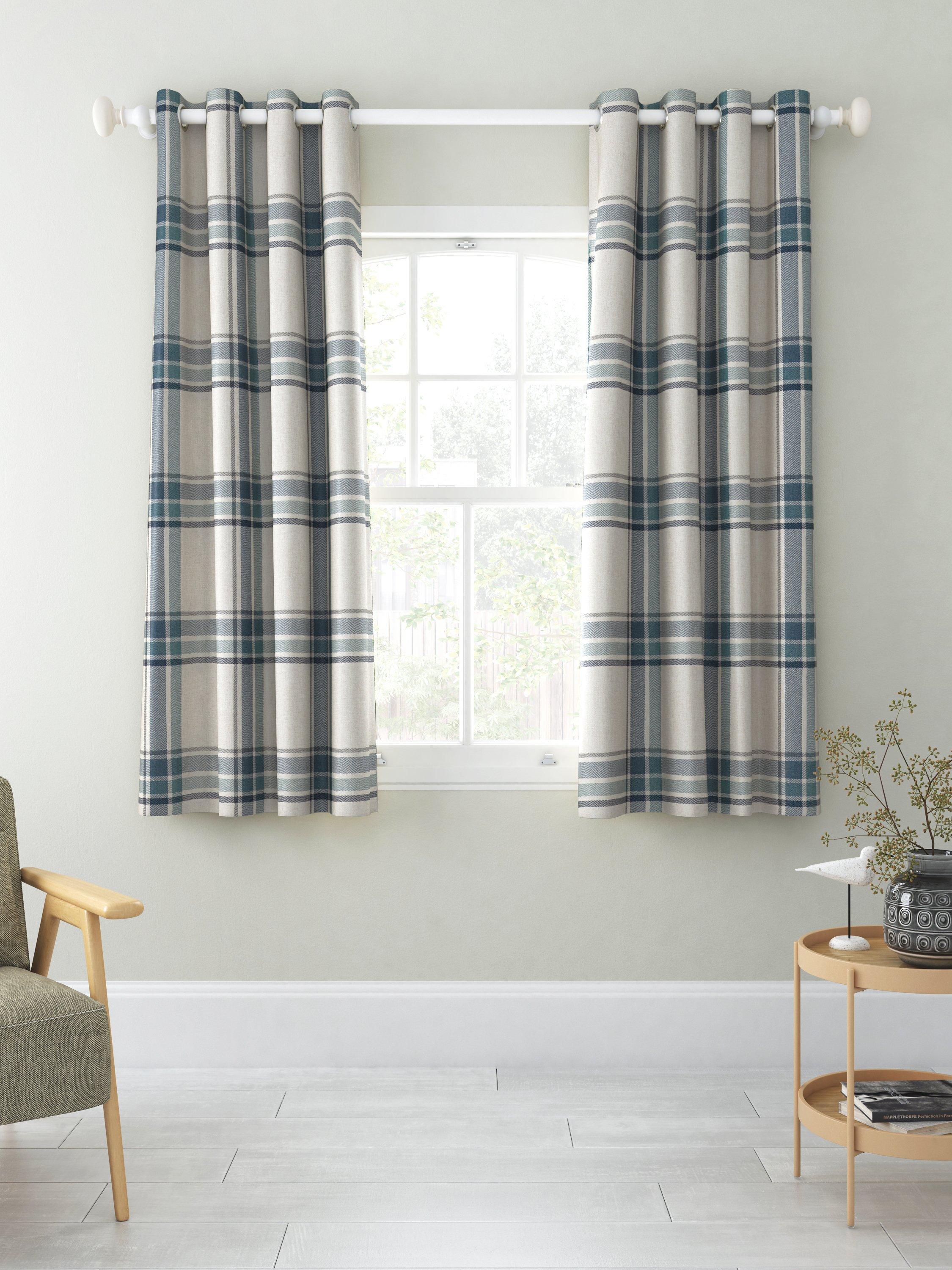 John Lewis Afton check weave thermal curtains 167x137cm (British brand)