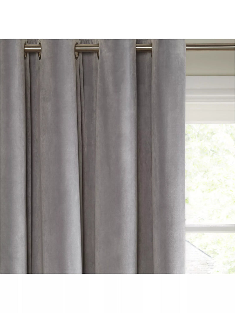 John Lewis Velvet Pair Lined Eyelet Curtains