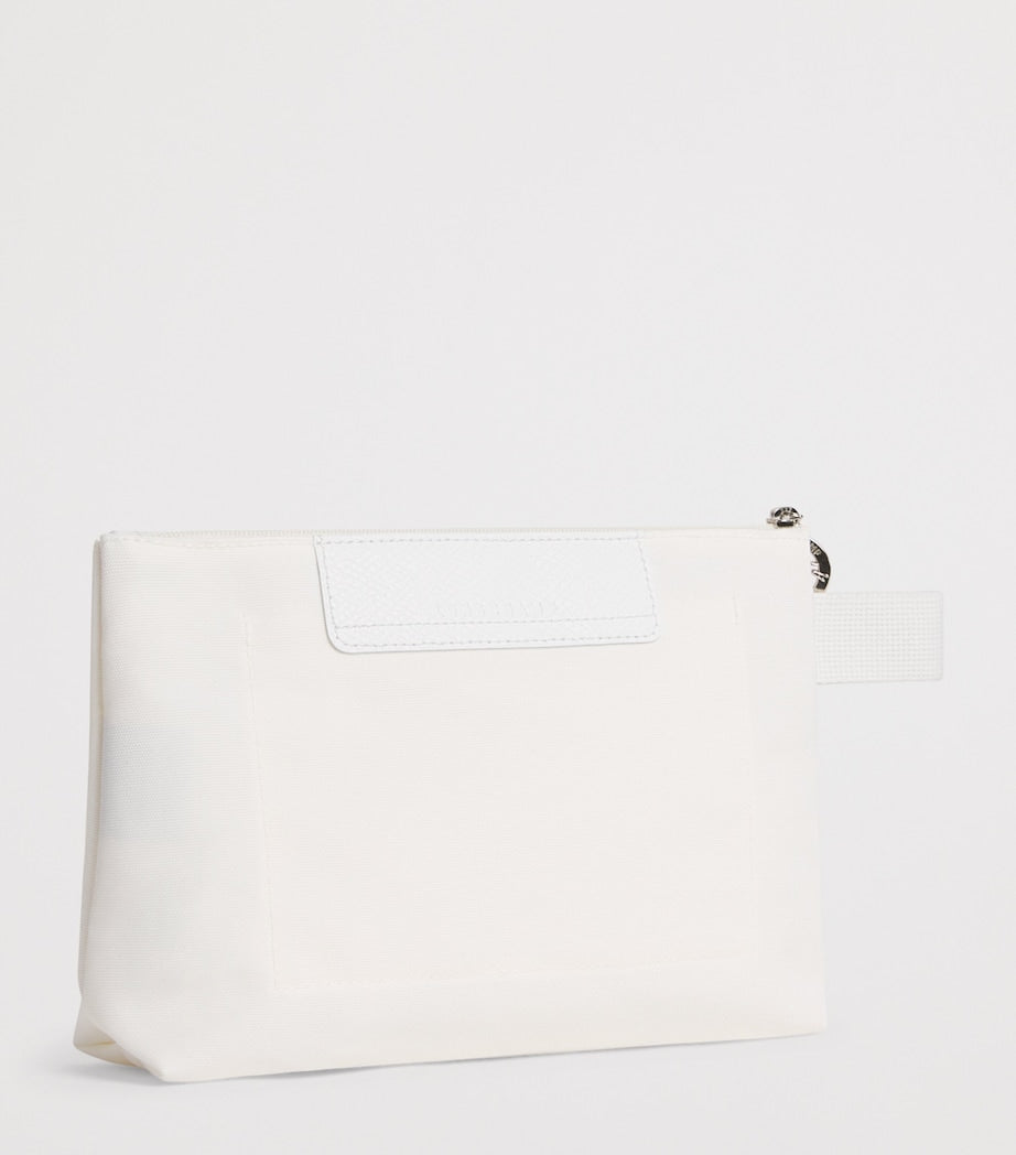 Longchamp La Pliage Surf canvas pouch with leather details (British brand)