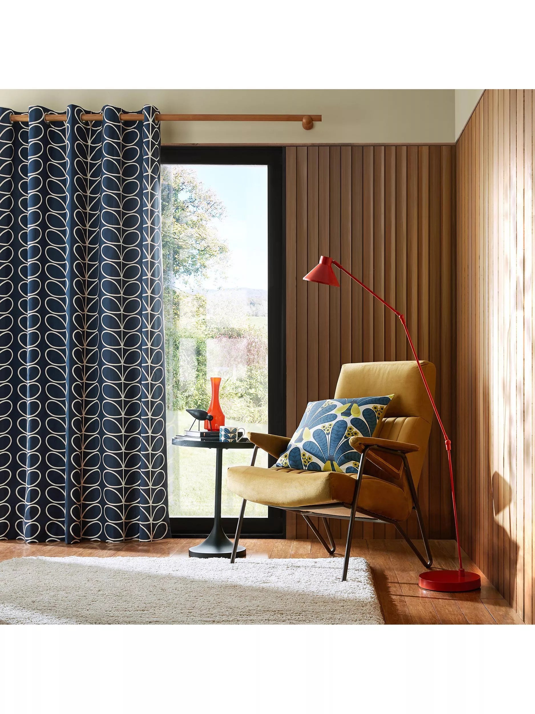 Orla Kiely Linear Stem eyelet curtain pair (British brand)
