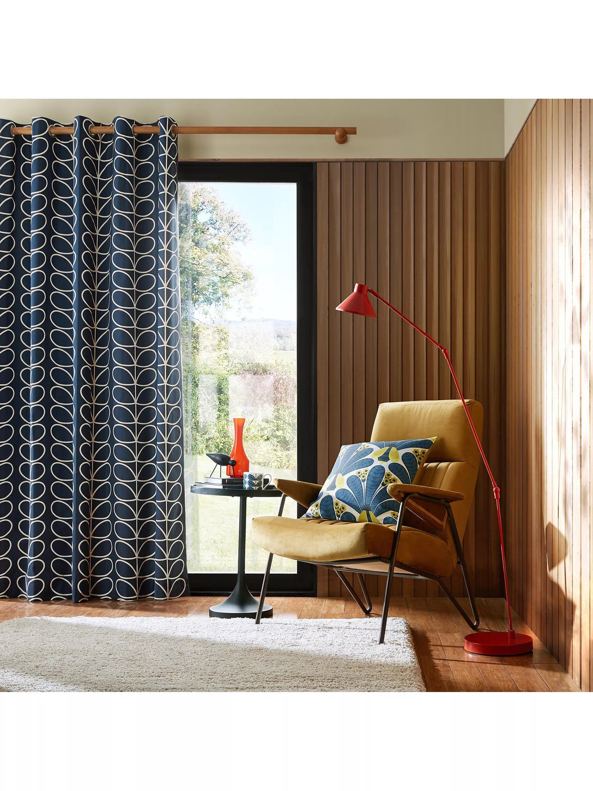 Orla Kiely Linear Stem eyelet curtain pair (British brand)