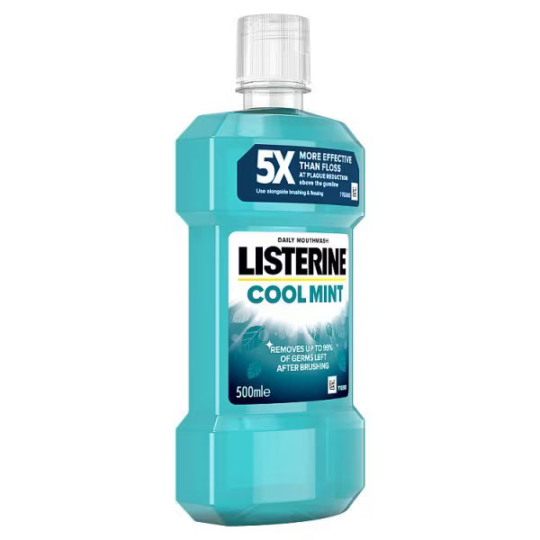 Listerine Cool Mint Antibacterial Mouthwash 500ml, UK version