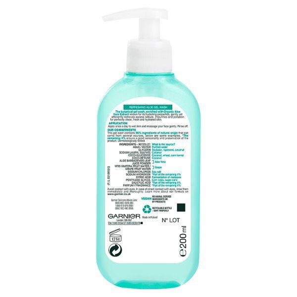 Garnier Natural Aloe Extract Gel Wash Normal Skin 200ml GOODS Superdrug   