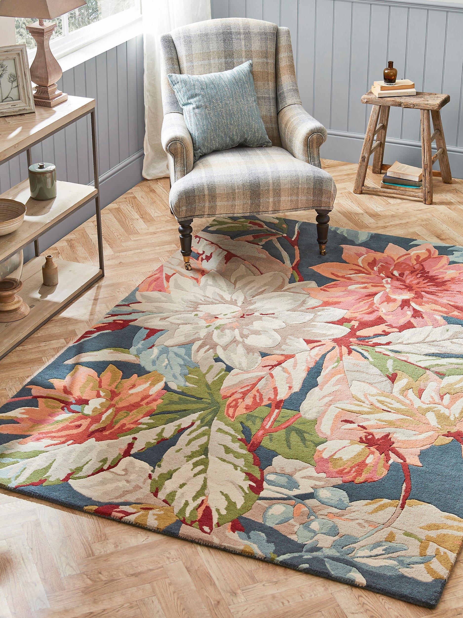 Sanderson Dhalia Rosehip floral rug 200x140cm - British product