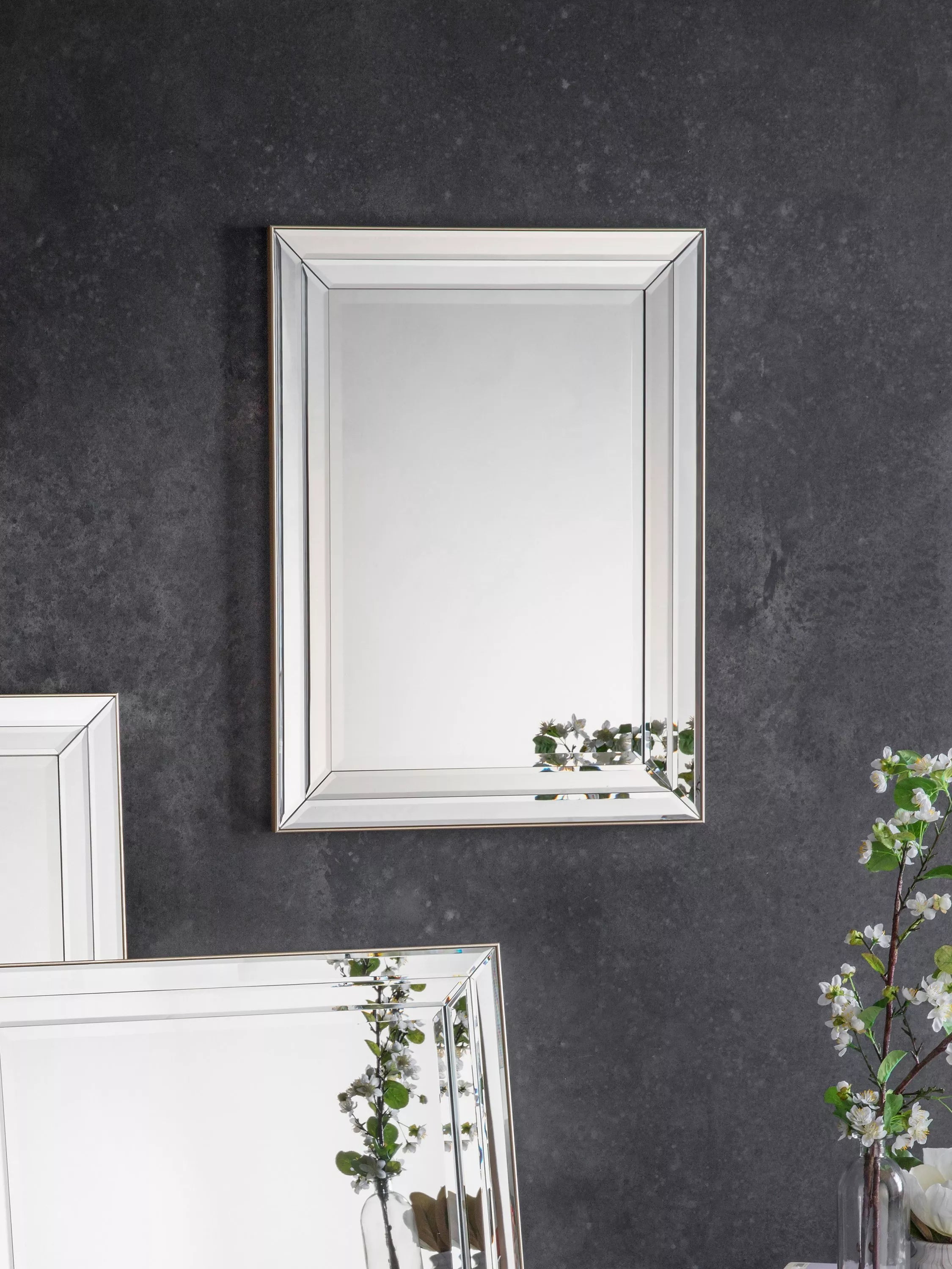 Gallery Direct Roswell bevelled glass wall mirror 100x80cm, UK version