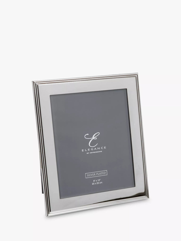 Elegance by Impressions Ribbed Photo Frame, Silver Plated