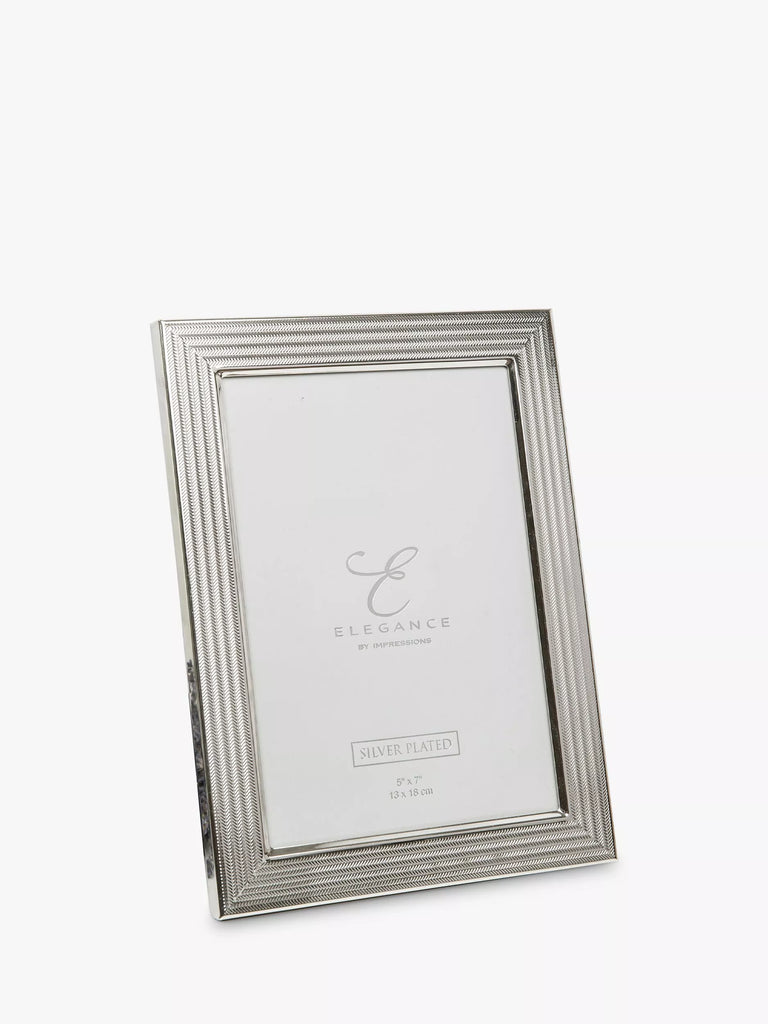 Elegance by Impressions Herringbone Photo Frame, Silver Plated