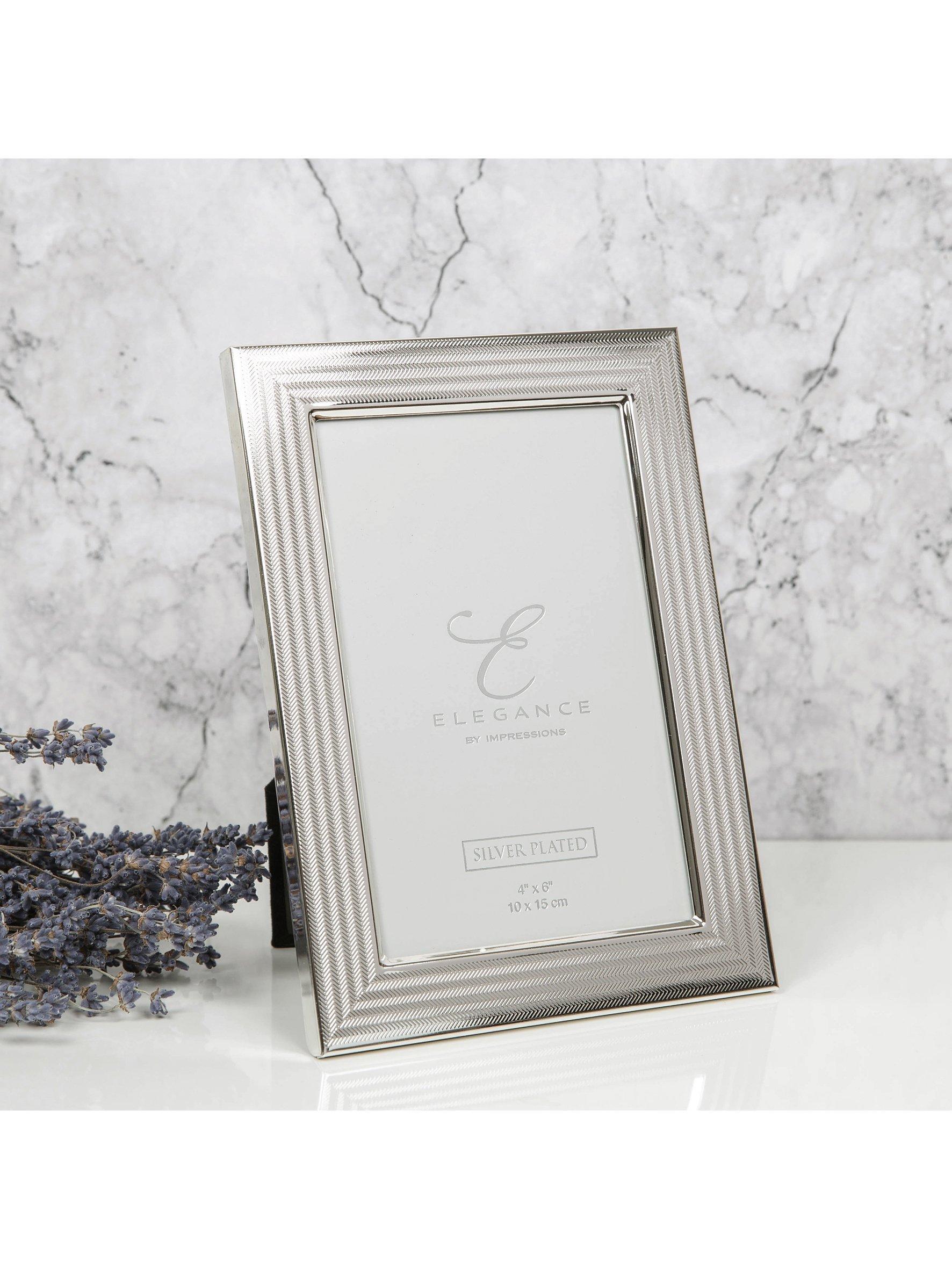 Elegance by Impressions herringbone silver plated photo frame - British product