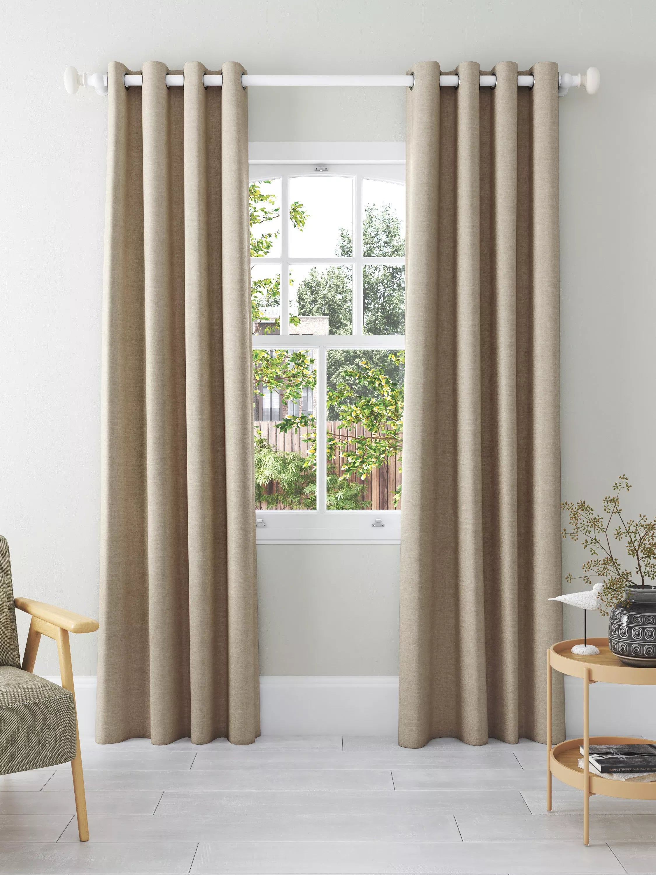 John Lewis Textured Weave Pair Blackout Lined Eyelet Curtains - 274cm Drop