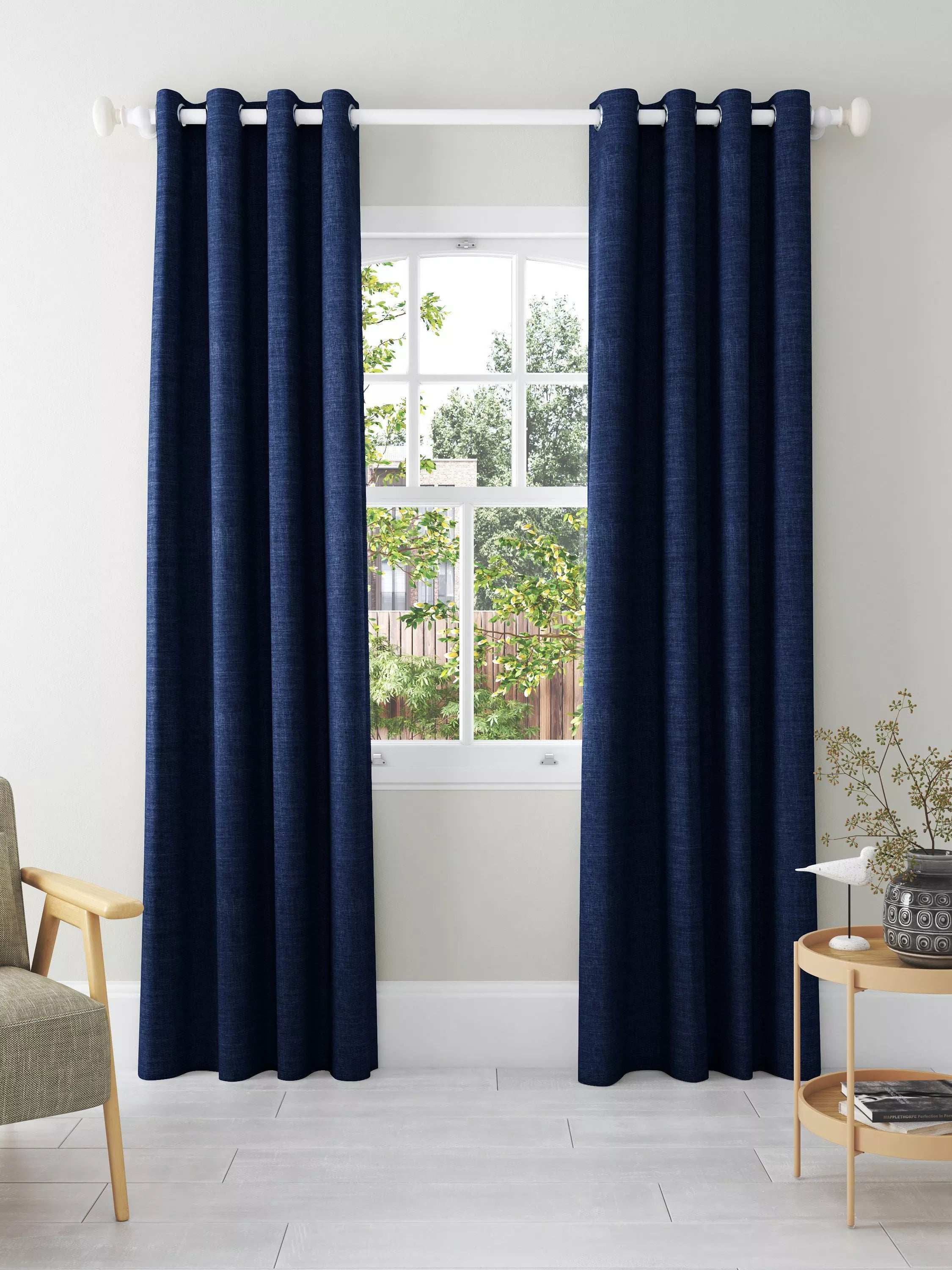 John Lewis Textured Weave Pair Blackout Lined Eyelet Curtains - 274cm Drop