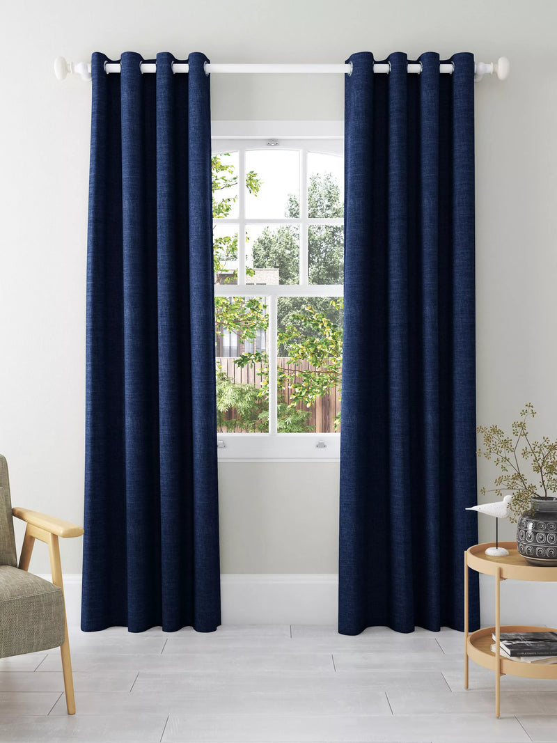 John Lewis Textured Weave Pair Blackout Lined Eyelet Curtains - 274cm Drop