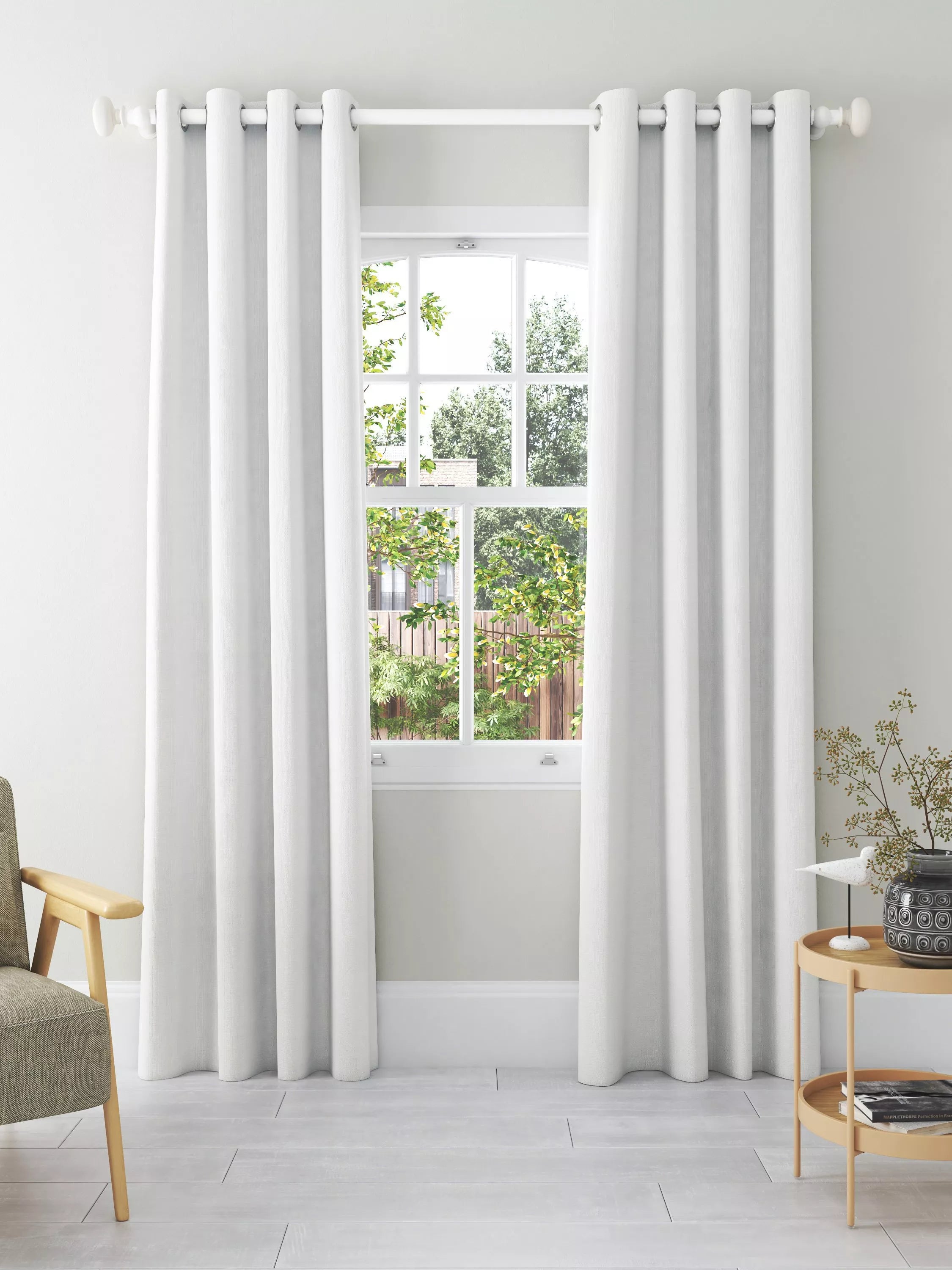 John Lewis Textured Weave Pair Blackout Lined Eyelet Curtains - 274cm Drop