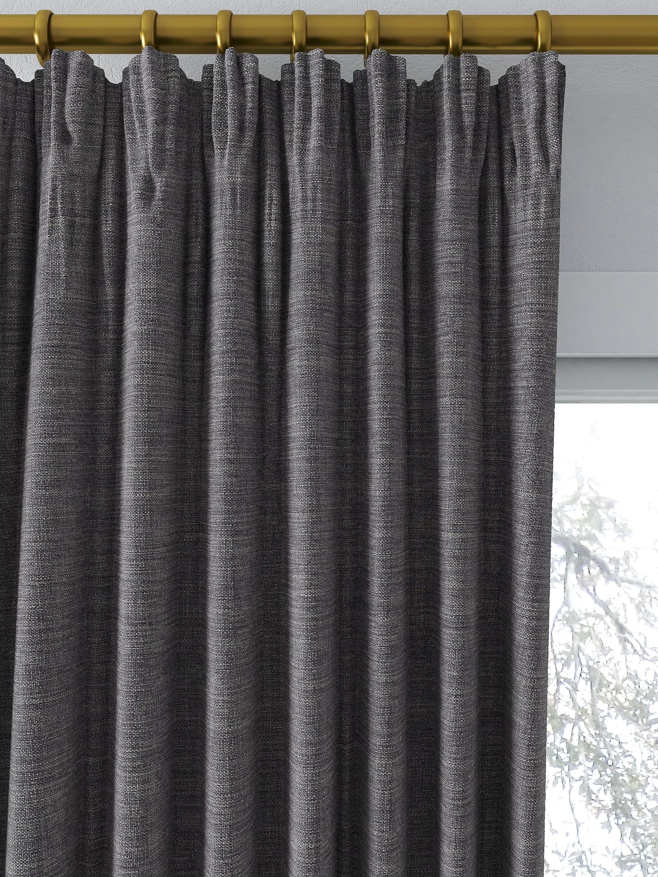 John Lewis Textured Weave Pair Blackout Lined Pencil Pleat Curtains