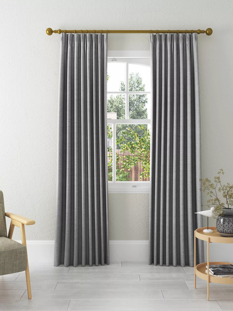 John Lewis Textured Weave Pair Blackout Lined Pencil Pleat Curtains