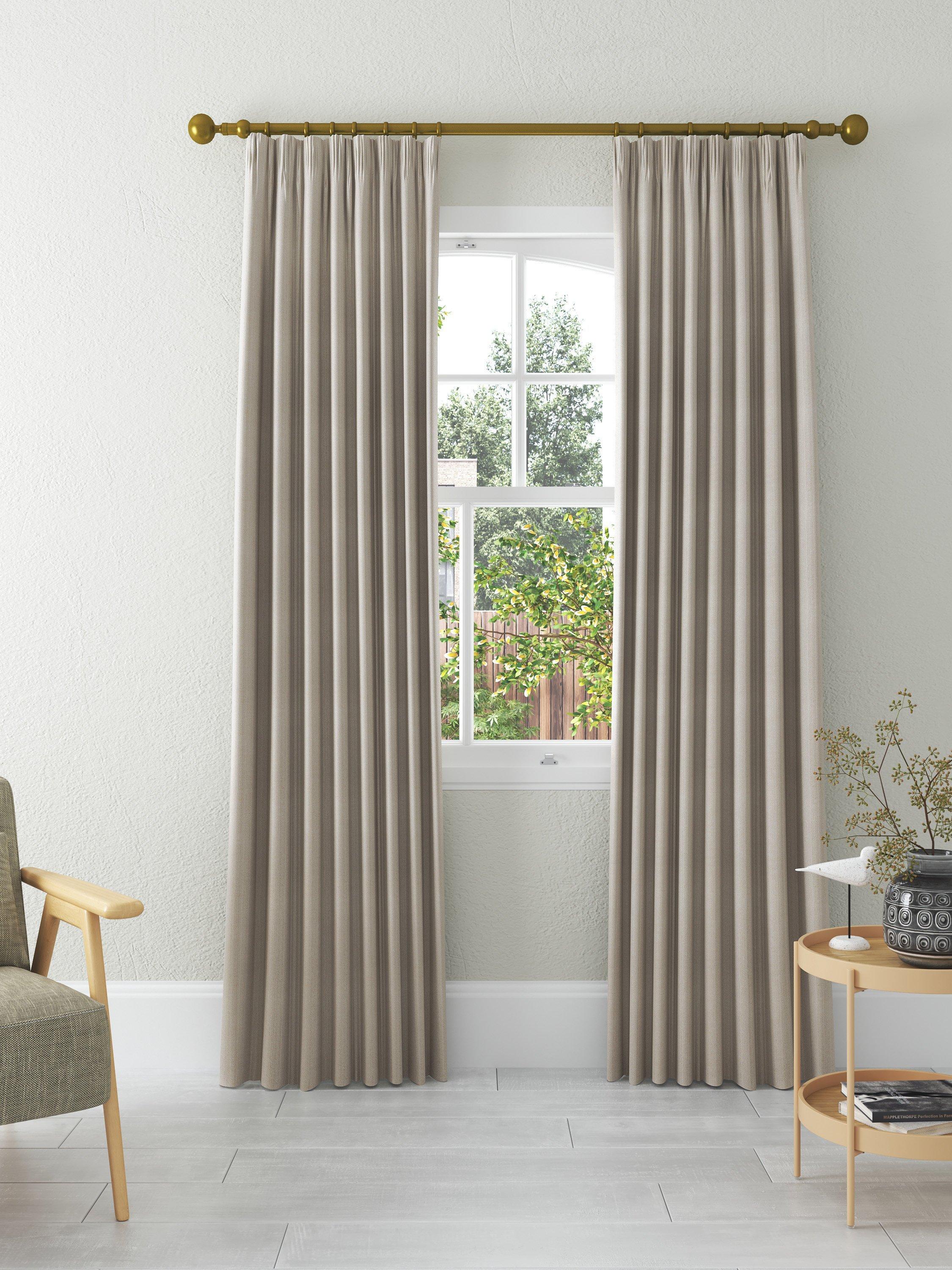 John Lewis herringbone lined pencil pleat curtains 228cm drop (British brand)