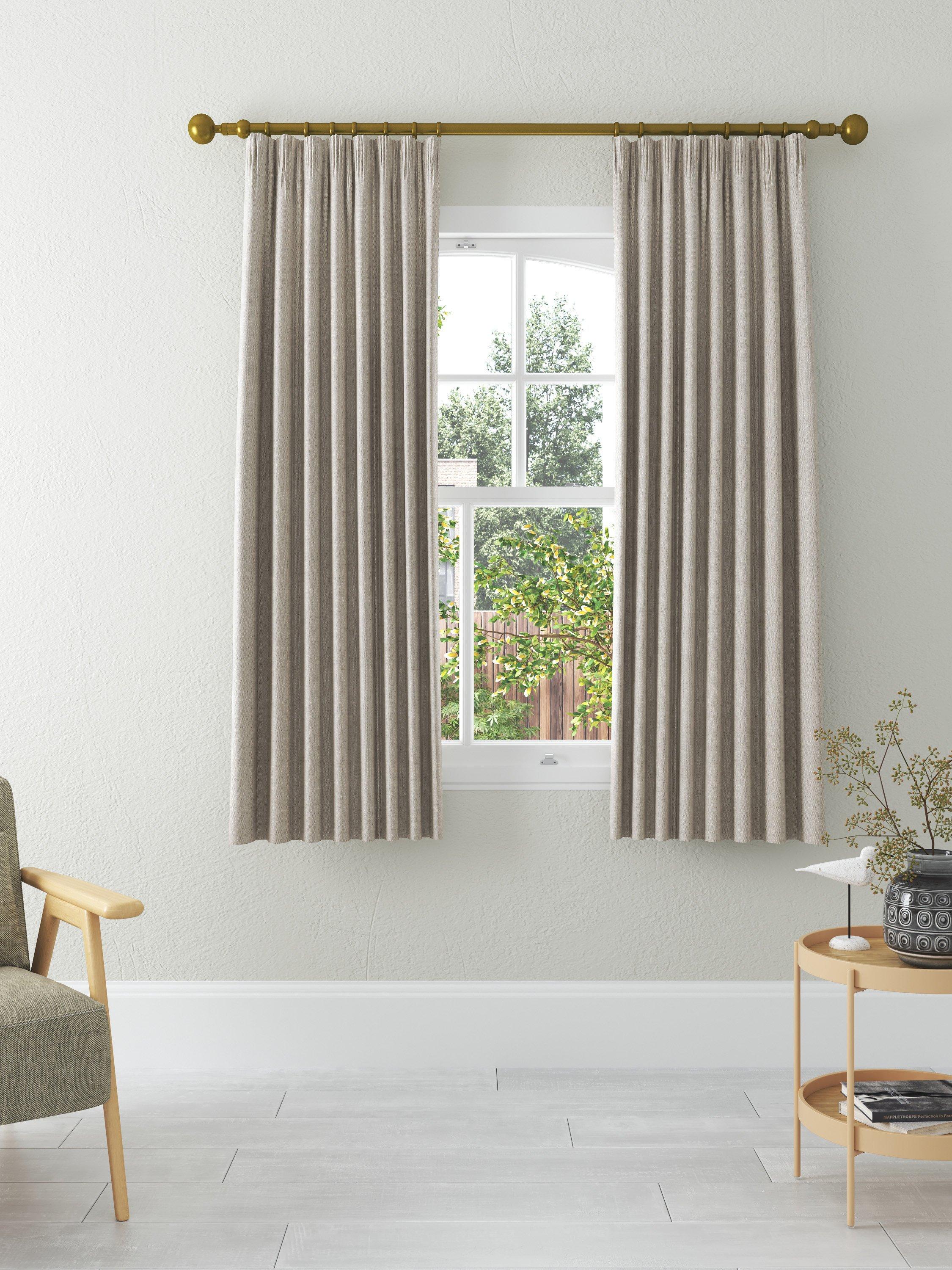 John Lewis herringbone lined pencil pleat curtains 228cm drop (British brand)