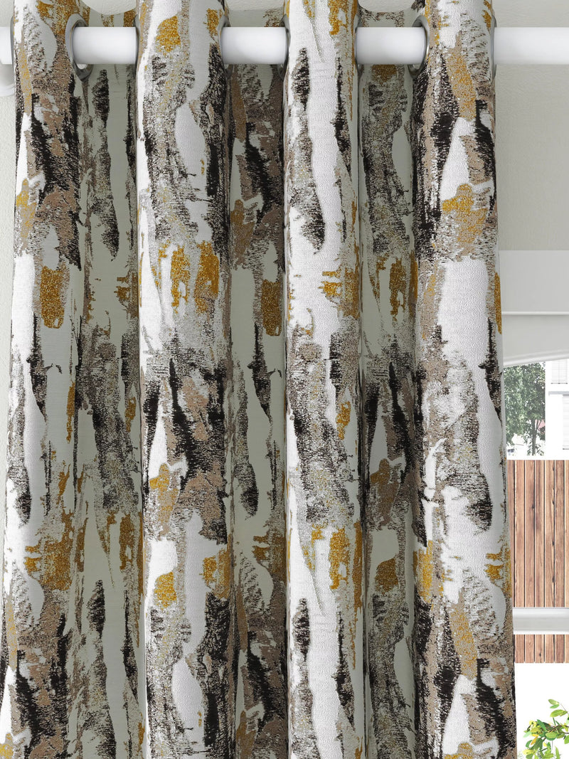 Harlequin Takara Pair Lined Eyelet Curtains, Mustard/Charcoal, W167 x Drop 137cm