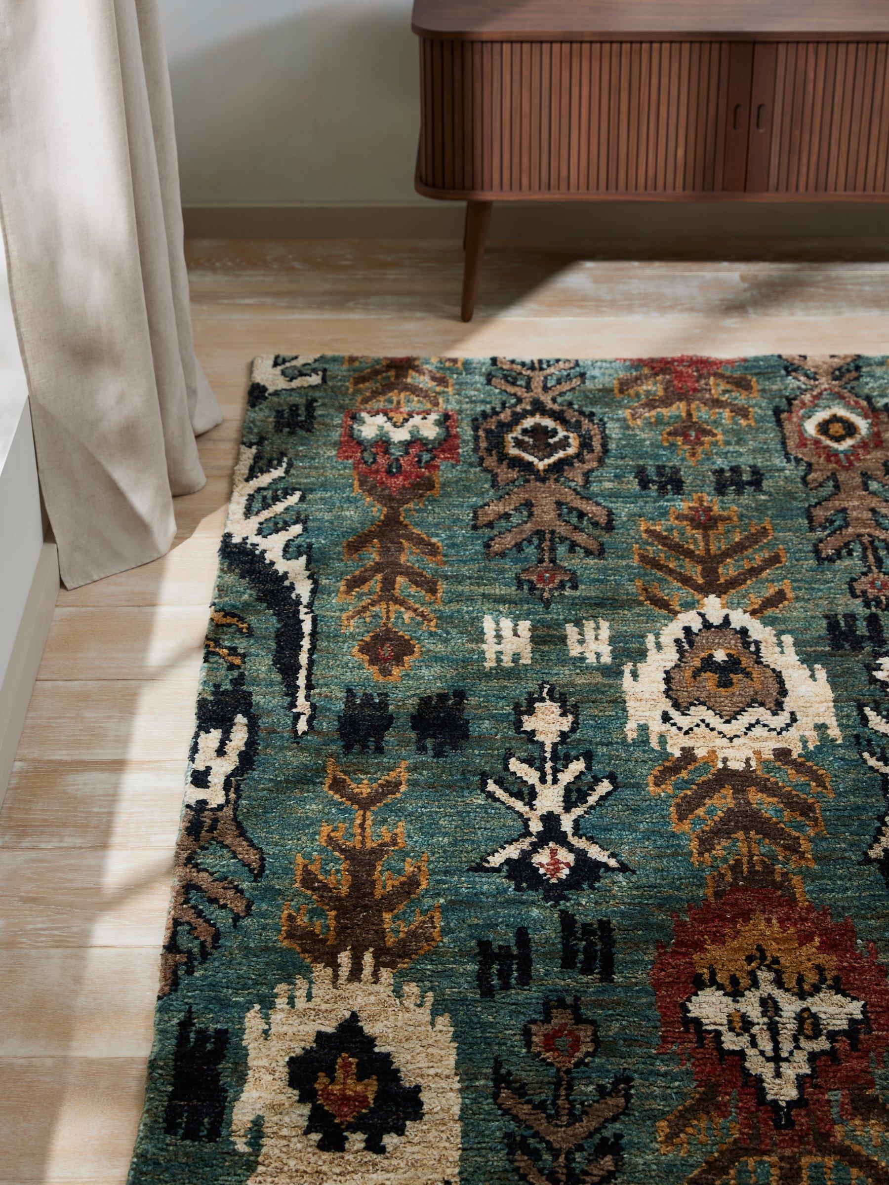John Lewis Ikat jute hand knotted rug 240x170cm, imported from the UK