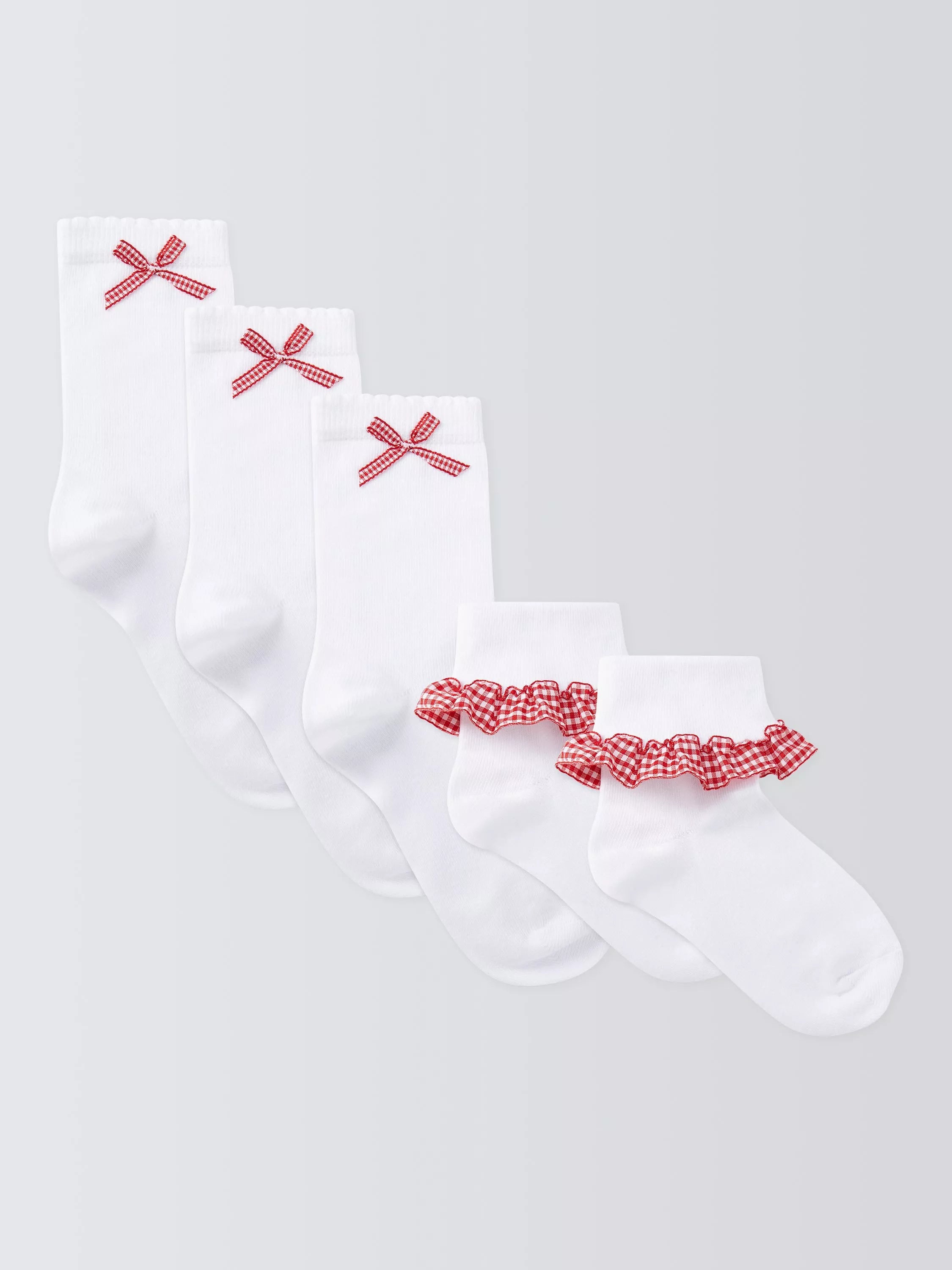 John Lewis Children's Gingham Trim Socks Pack of 5