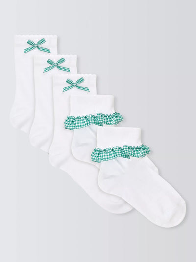 John Lewis John Lewis Children's Gingham Trim Socks Pack of 5- Buy online at McGrocer