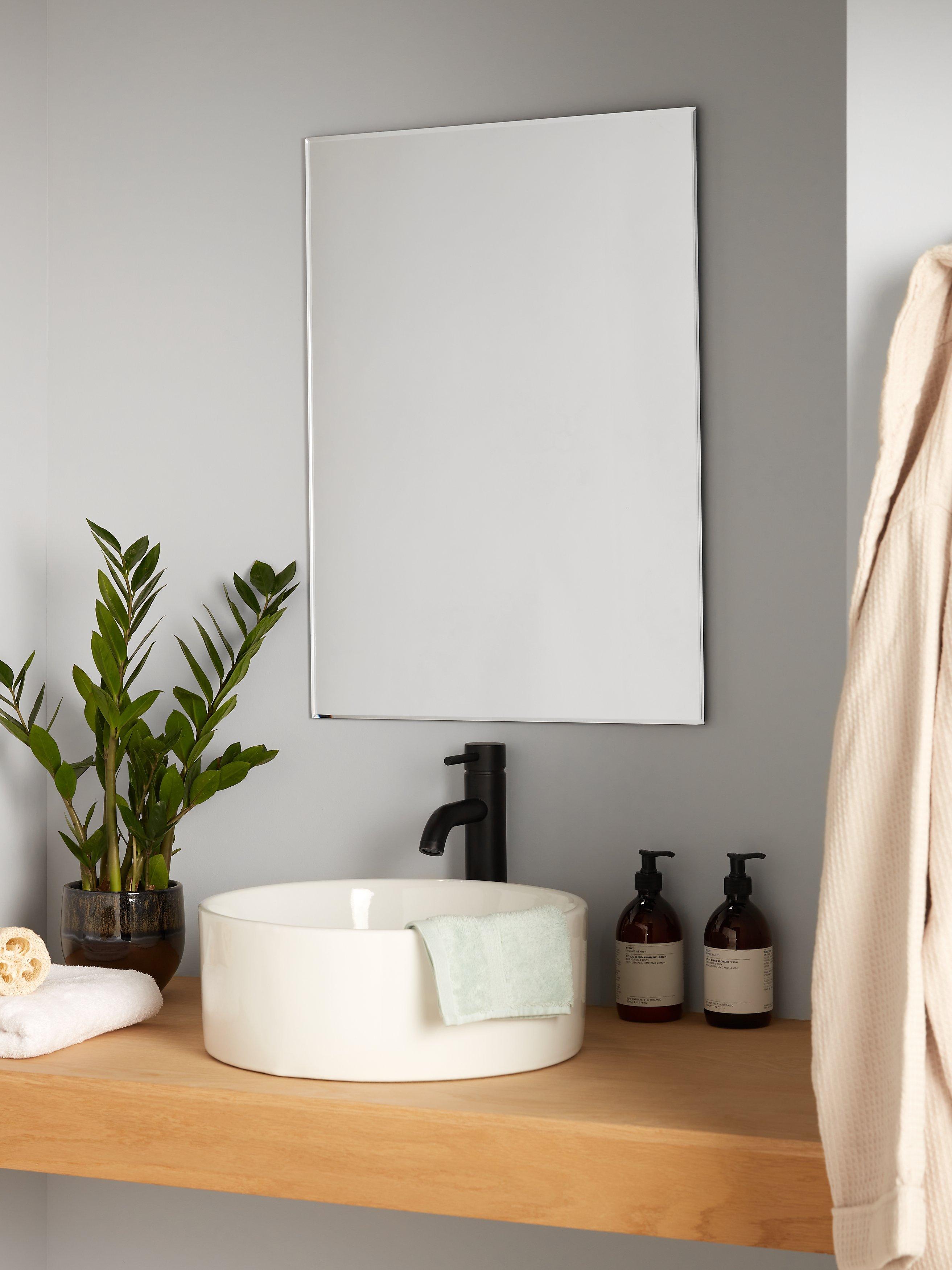 John Lewis bevelled bathroom mirror silver 30x40cm, imported from the UK