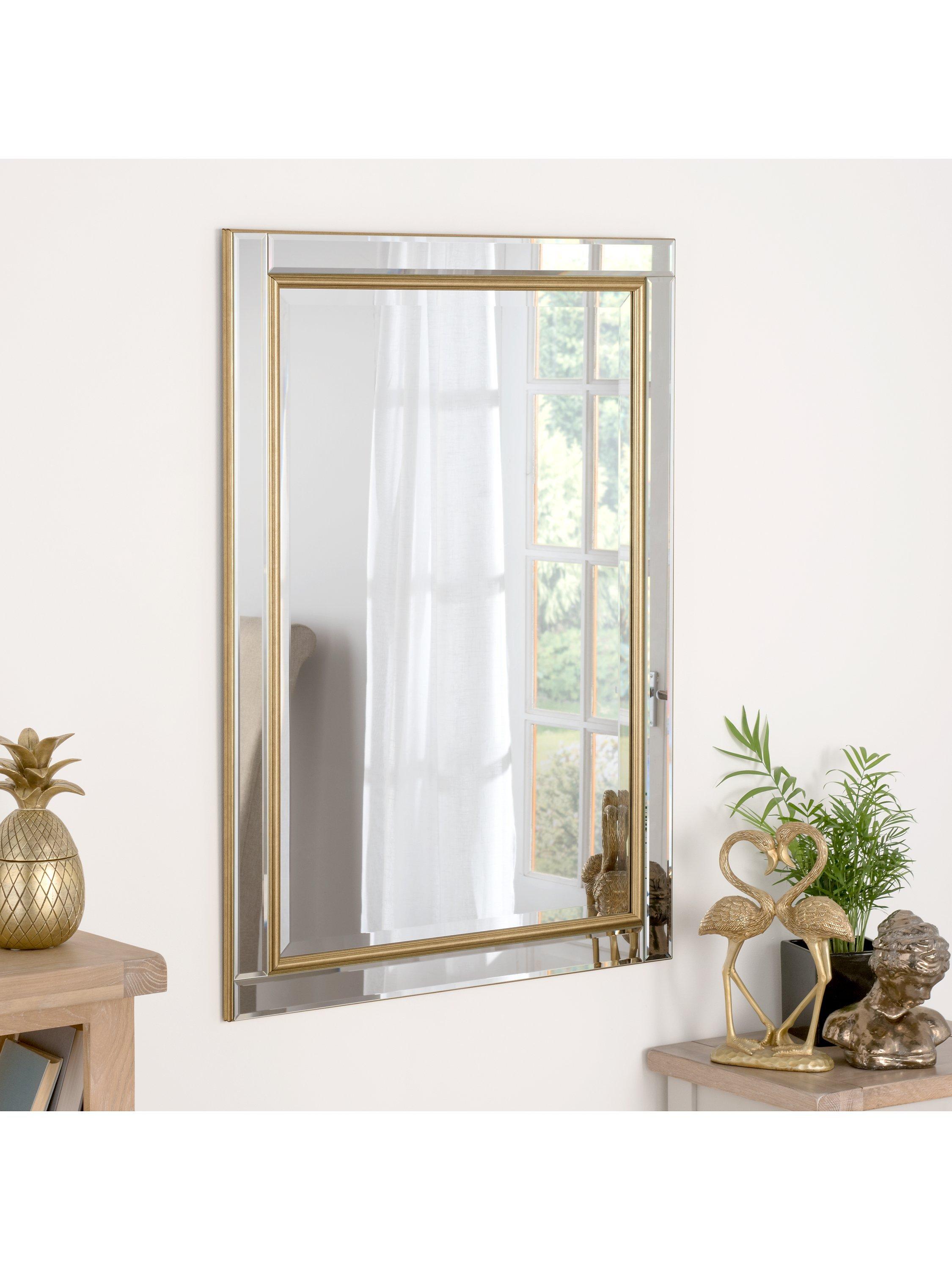 Yearn bevelled glass wall mirror in gold, 66x91cm, UK version