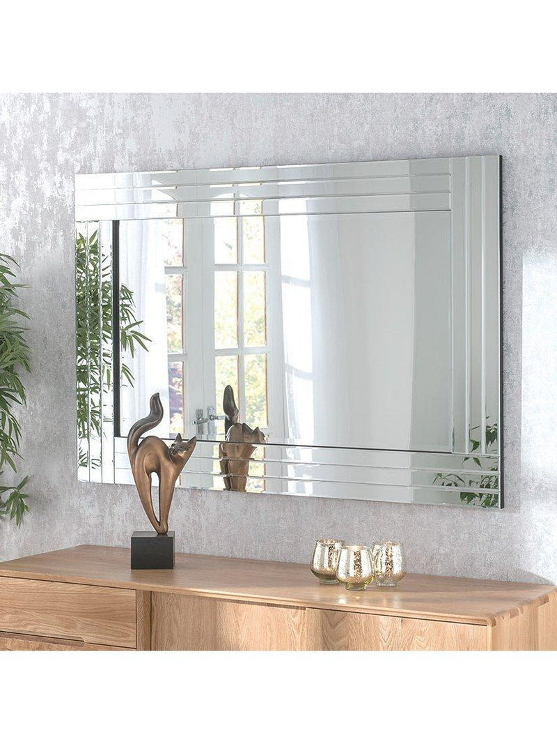 Yearn black framed bevelled glass rectangular wall mirror - British product