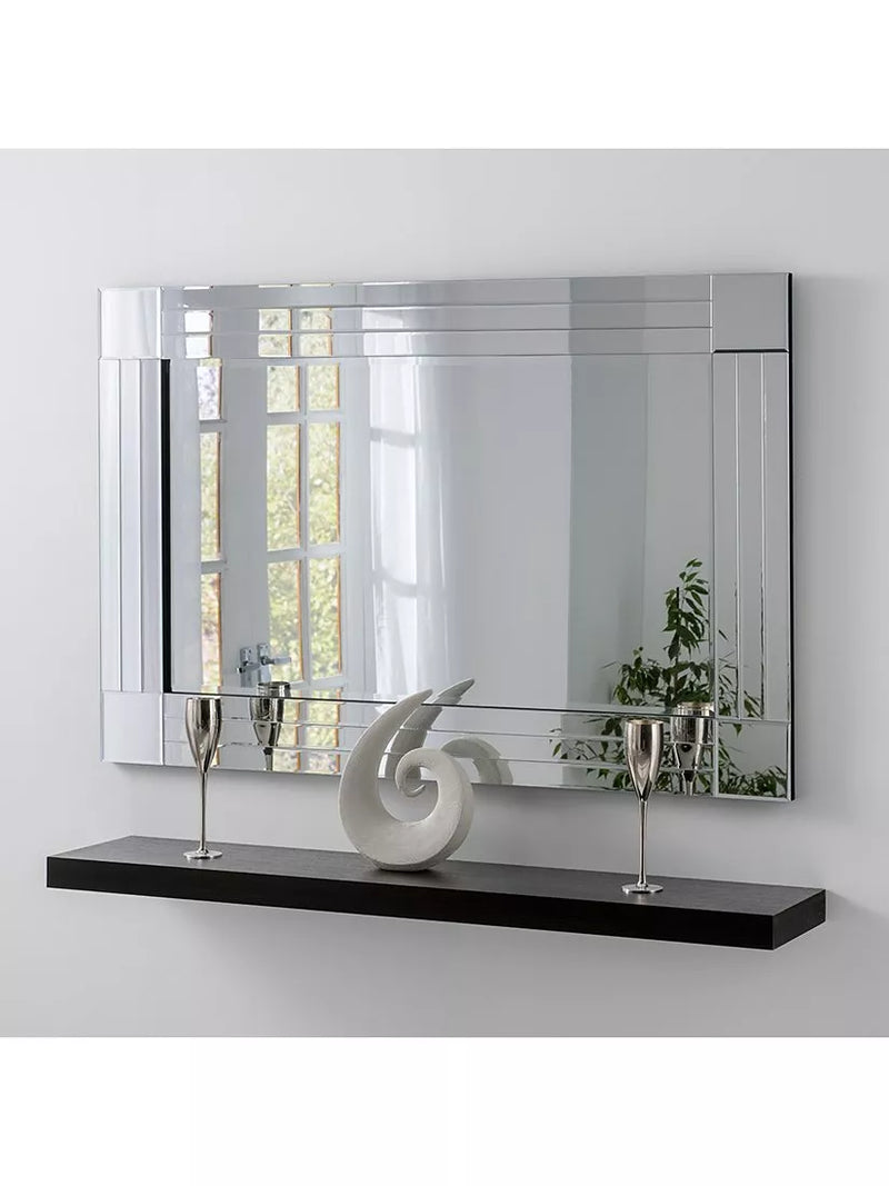 Yearn black framed bevelled wall mirror 120x80cm, imported from the UK