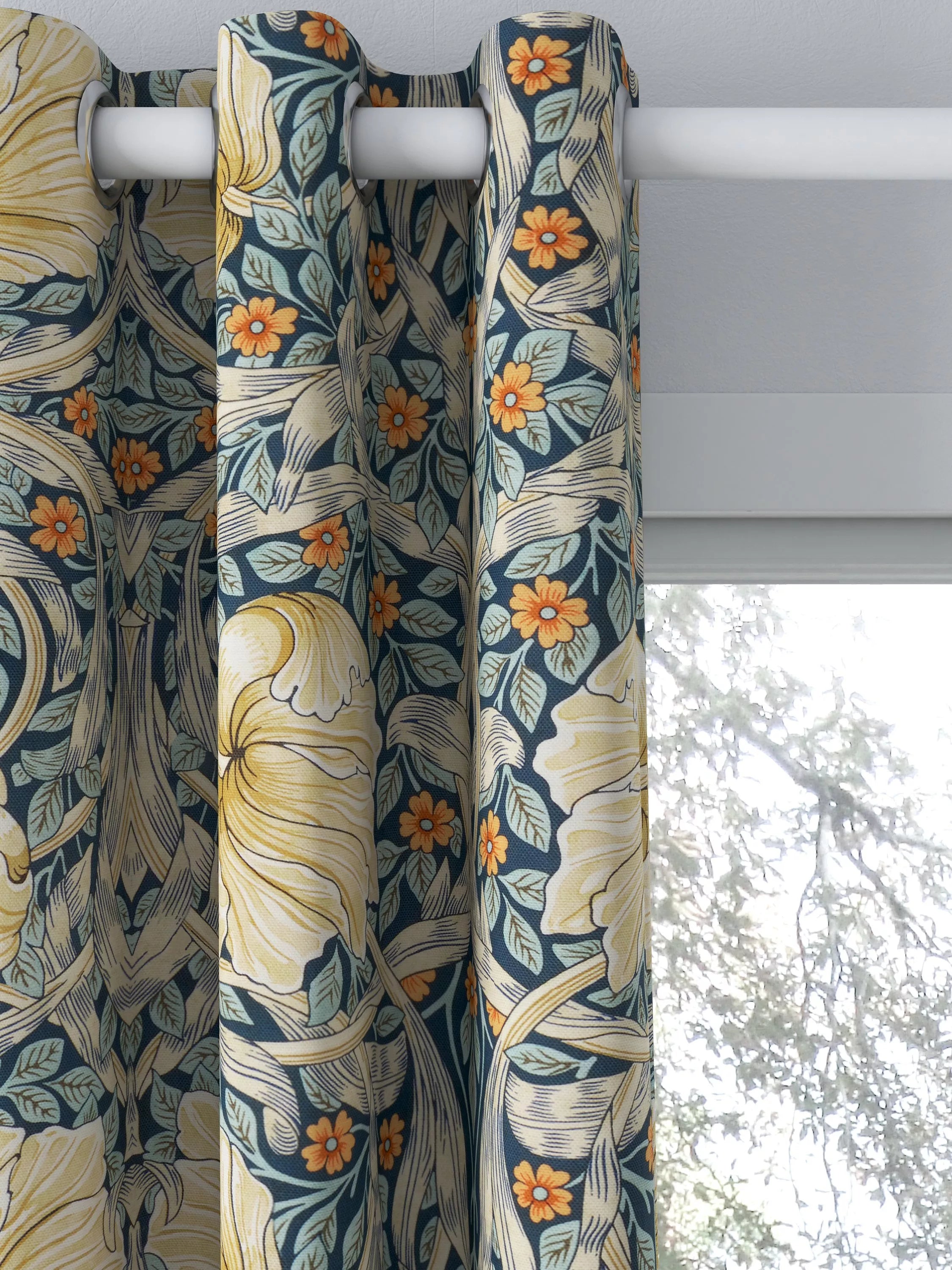 Morris & Co. Pimpernel eyelet curtains 137cm drop - British product