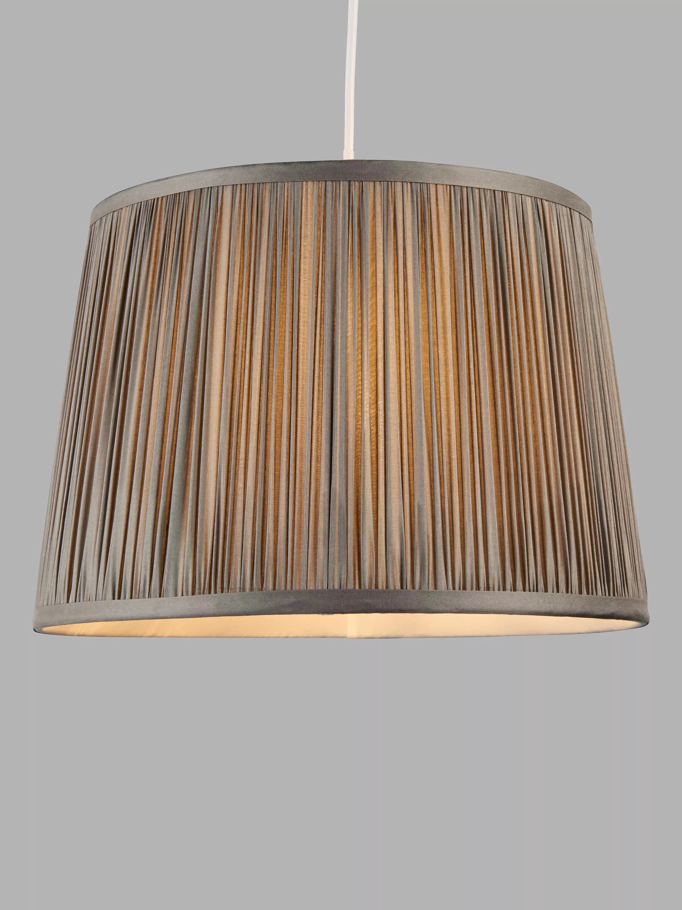 John Lewis Lymington Pleated Silk Tapered Lampshade, Grey, H21 x Dia.30cm