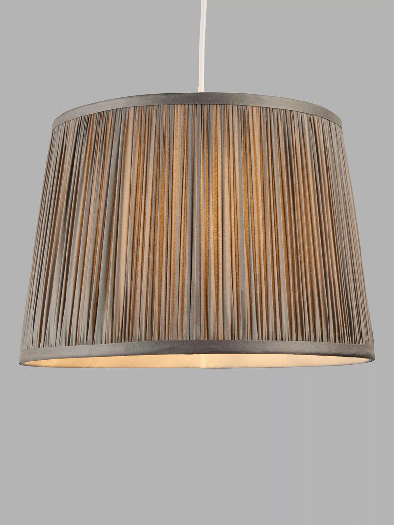 John Lewis Lymington Pleated Silk Tapered Lampshade, Grey, H21 x Dia.30cm