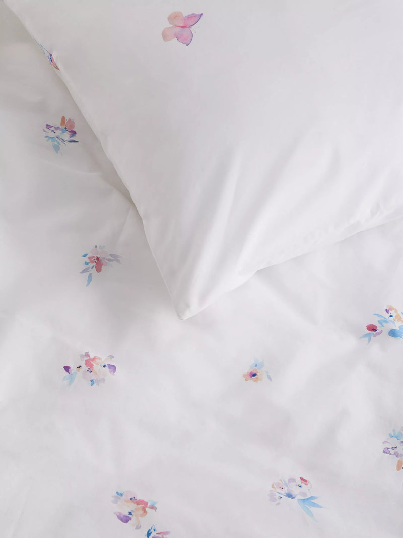 John Lewis reversible pure cotton duvet cover and pillowcase set with butterfly print, UK version