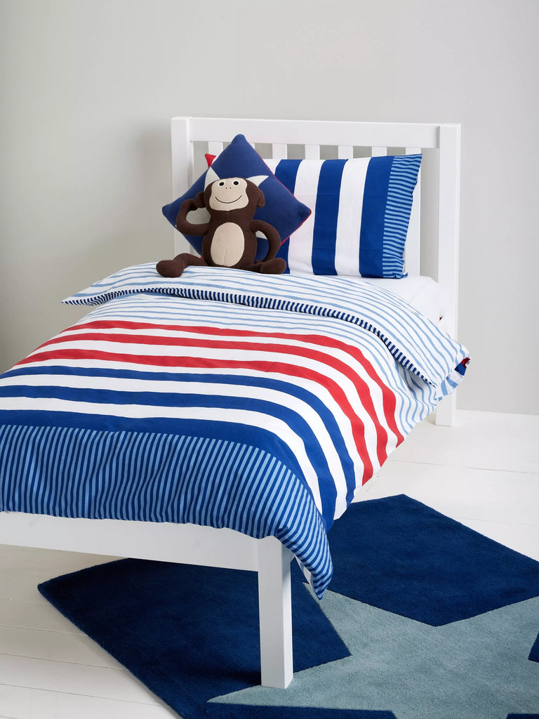 John Lewis Stars and Stripes Reversible Pure Cotton Duvet Cover and Pillowcase Set, Single, Multi