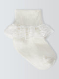 John Lewis Baby Organic Cotton Lace Socks Pack 3, UK version