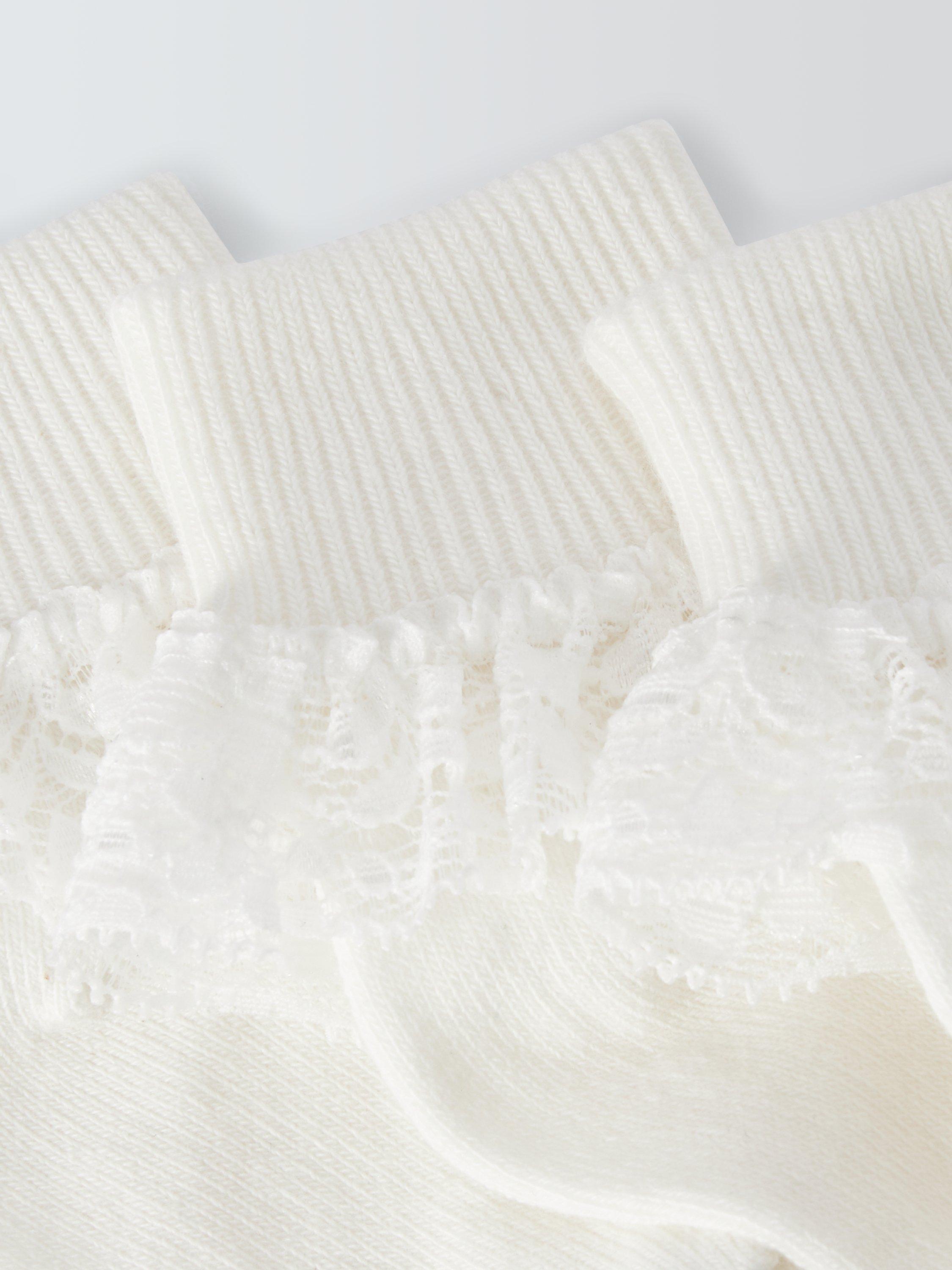 John Lewis Baby Organic Cotton Lace Socks Pack 3, UK version