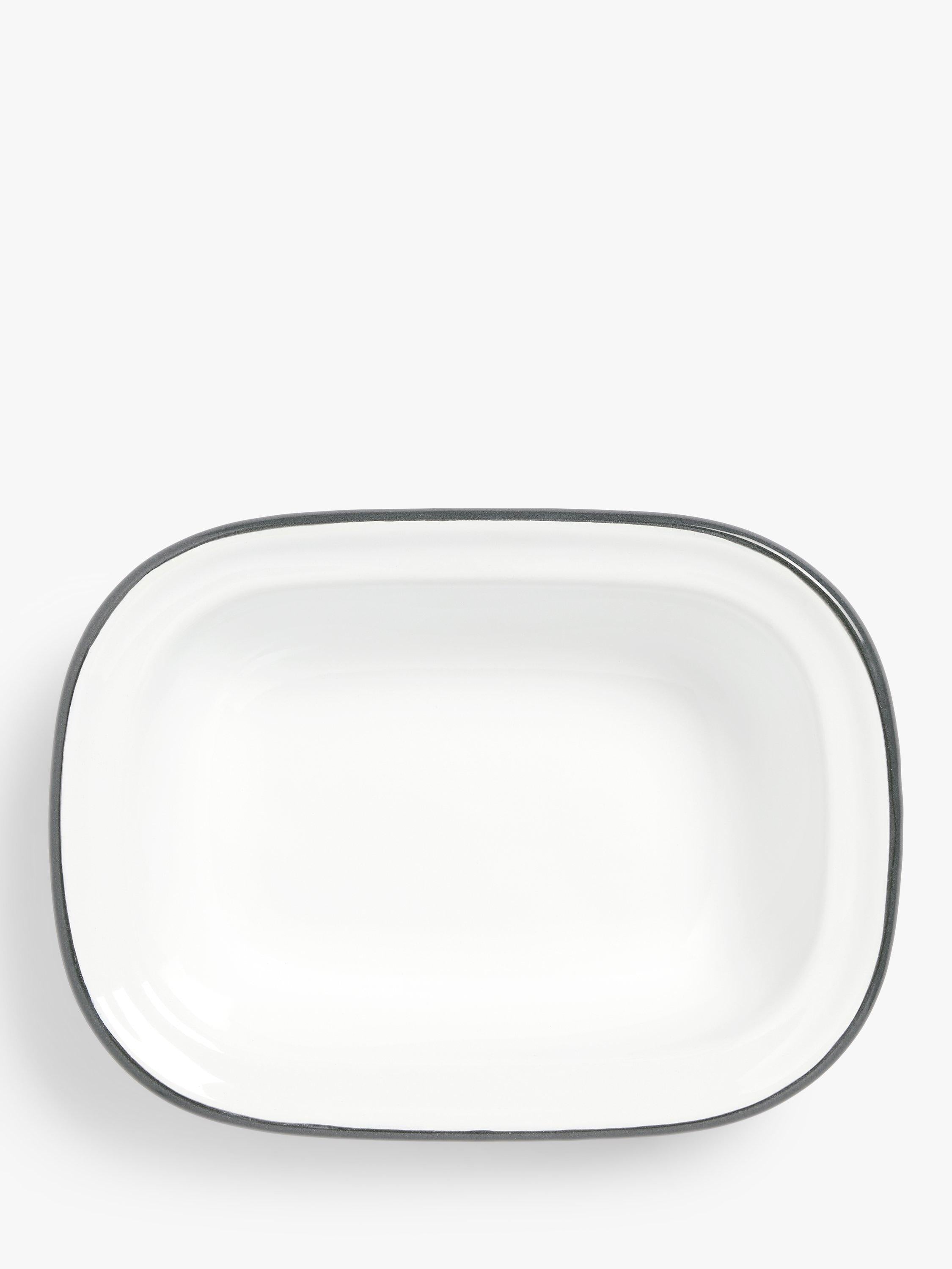 John Lewis enamel pie dish in white and navy, UK version