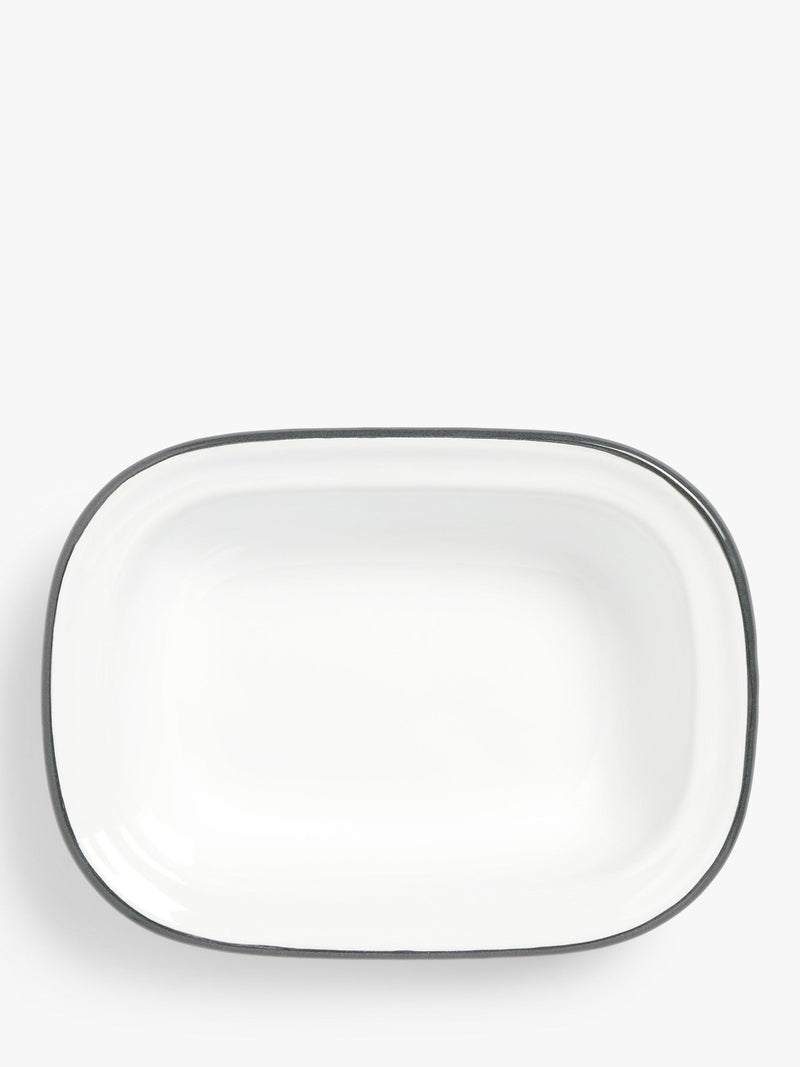 John Lewis enamel pie dish in white and navy, UK version