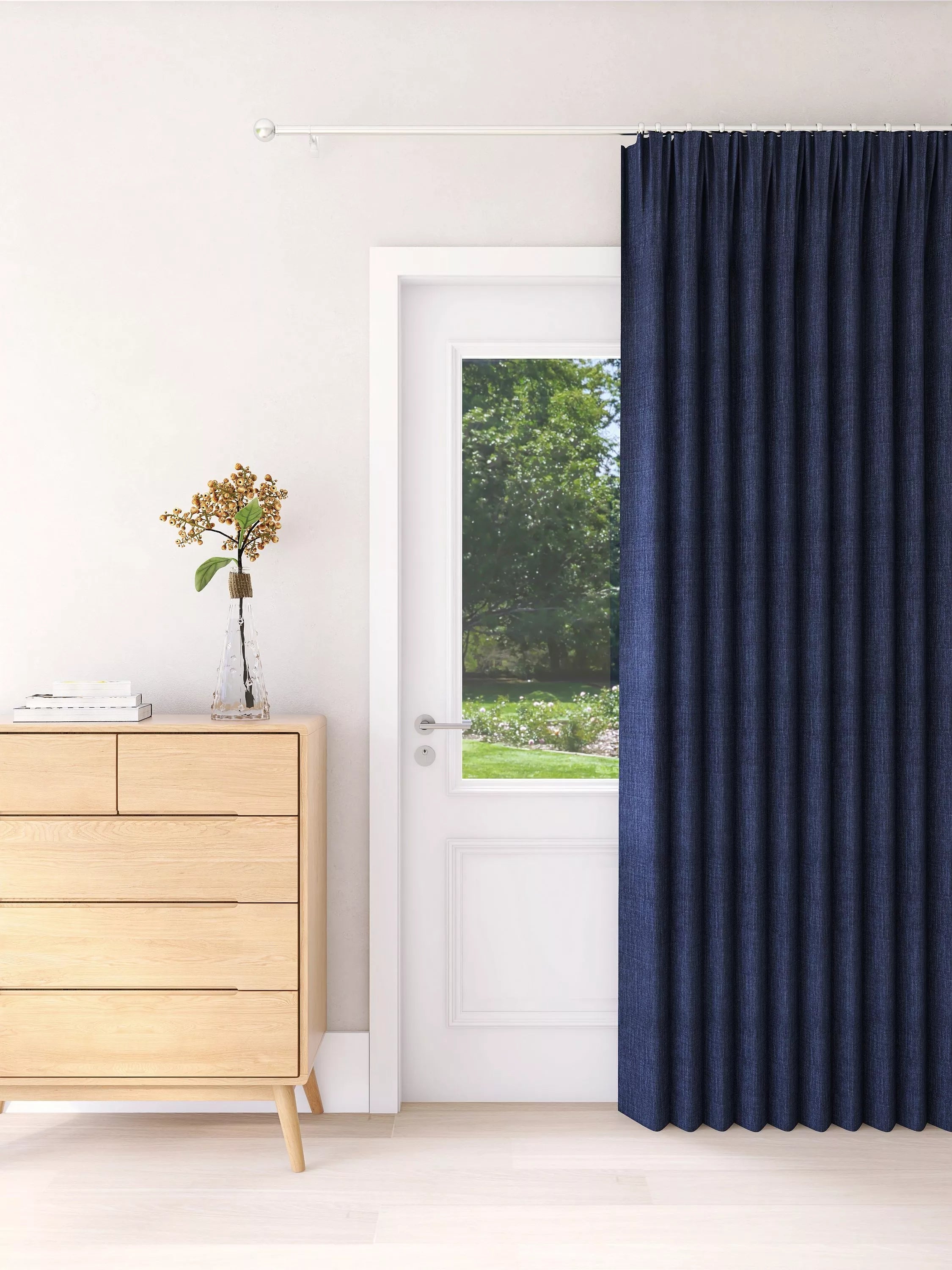 John Lewis Textured Weave Ultra Thermal Lined Pencil Pleat Door Curtain - W167 x Drop 213cm