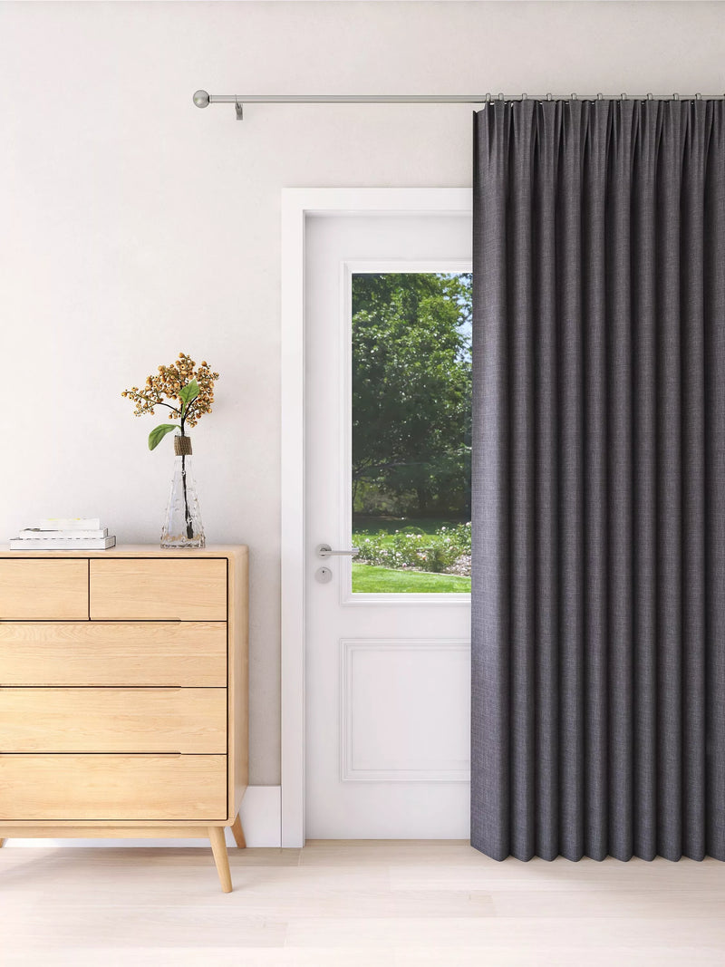 John Lewis Textured Weave Ultra Thermal Lined Pencil Pleat Door Curtain - W167 x Drop 213cm