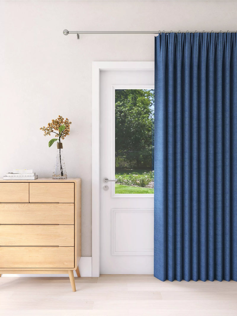 John Lewis Textured Weave Ultra Thermal Lined Pencil Pleat Door Curtain - W167 x Drop 213cm