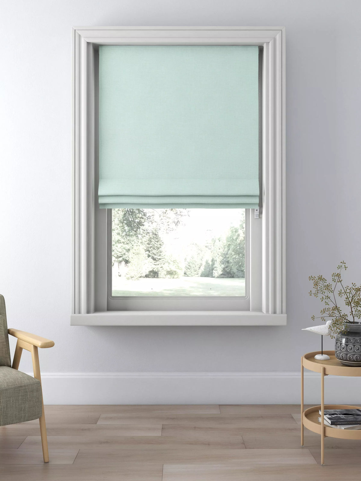 John Lewis Textured Weave Blackout/Thermal Roman Blind, Duck Egg, W90 x Drop 140cm